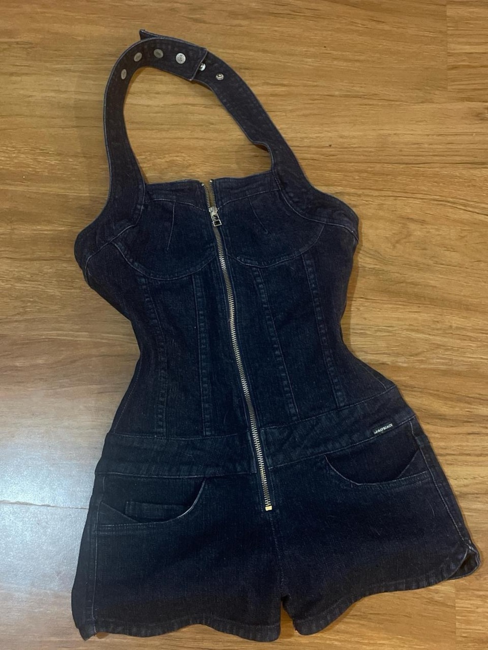 vintage y2k dark denim halter romper 🎱